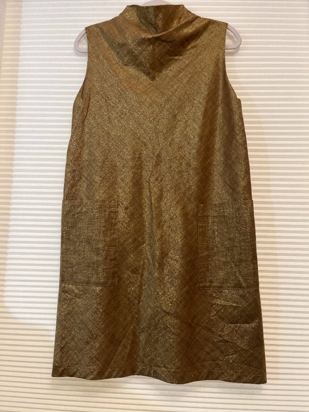 Jennifer Glasgow Metallic Gold Sleeveless Shift Dress